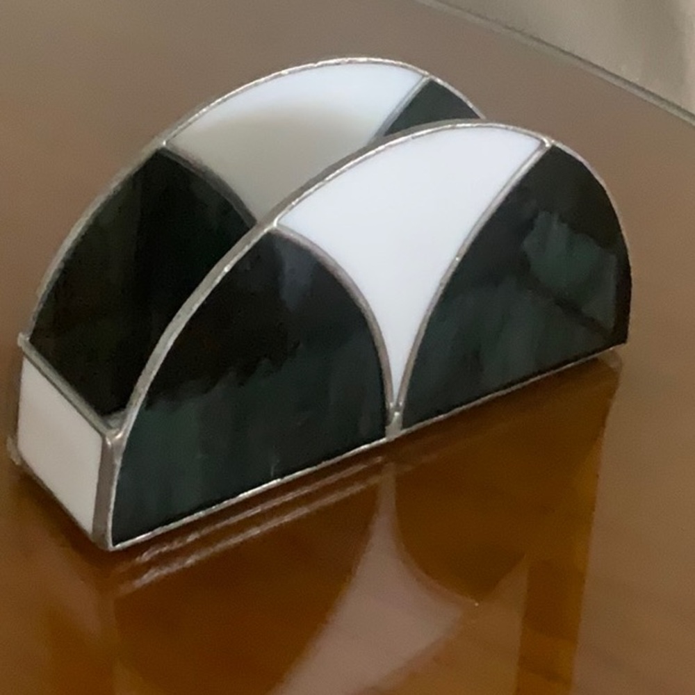 Black and White Stained Glass Napkin Holder